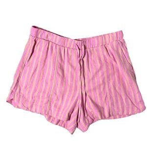 Universal Thread Shorts‎ Women Large Pink Stripe NWT Linen Lounge Boho Coastal